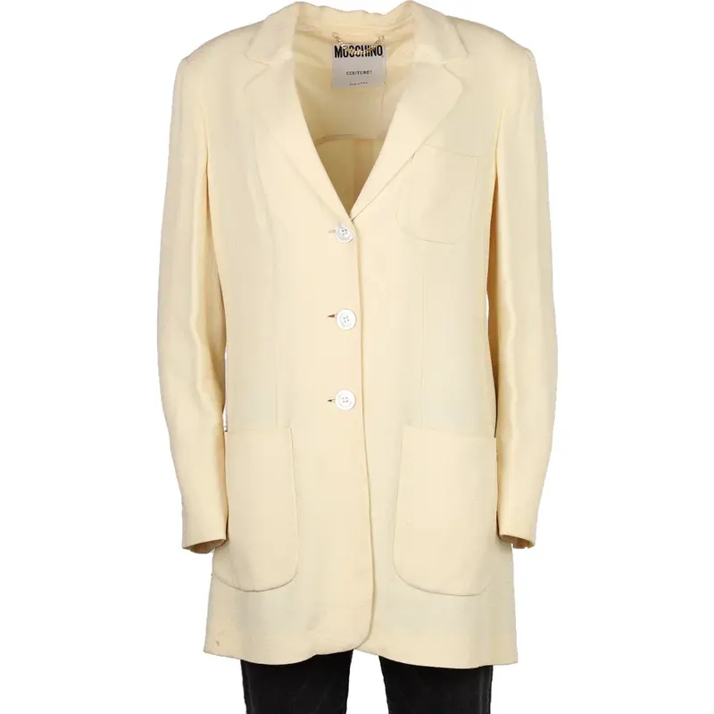 Couture Moschino Blazer - Large Cream Acetate | Size: large