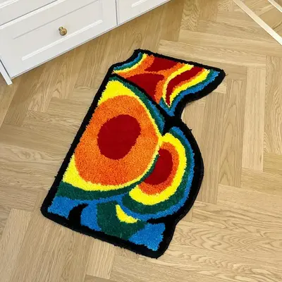 Colorful Geometric Design Soft Rug, 1 Count Irregular Non-slip Home Decor Rug for Living Room, Plush Carpet for Home Room Off...