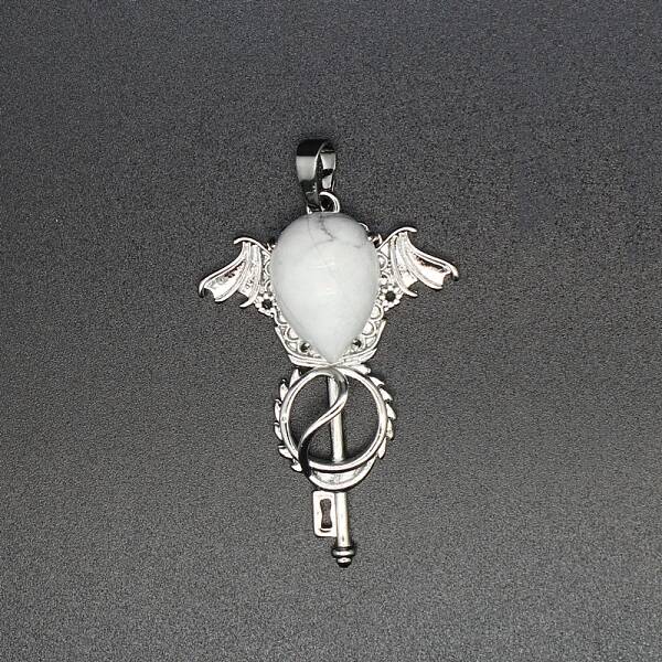 Natural Howlite Teardrop Pendants