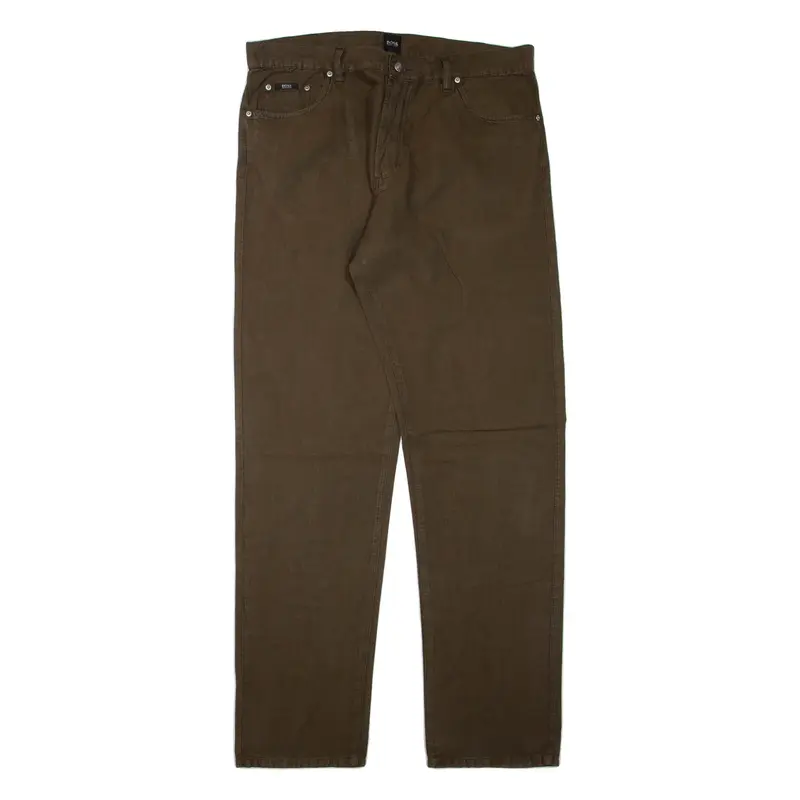 BOSS HUGO BOSS Mens Trousers Brown Regular Straight W36 L37