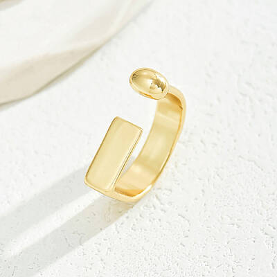 Real 18K Gold Plated Brass Open Cuff Rings