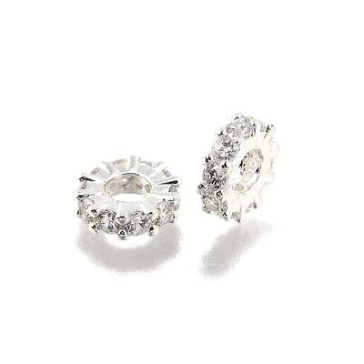 Brass Micro Pave Clear Cubic Zirconia Beads