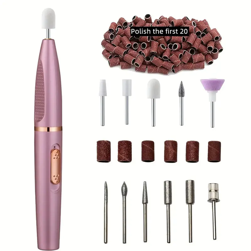 All In One Electric Nail Drill Kit, Portable Rechargeable Nail Polisher Machine and Drill Bits and Sand Bands, Professional ...