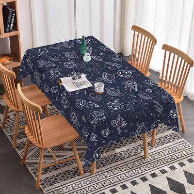 Aperturee Universe Aircraft Deep Blue Boys Rectangle Tablecloth, 52x70 Inch, 30.82 USD, rectangle tablecloths, ZJY04627-A