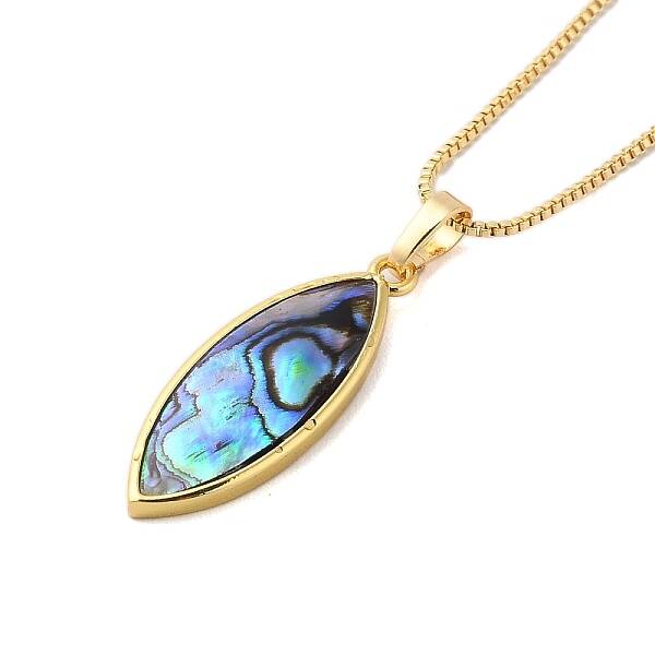 Rack Plating Natural Paua Shell Pendants Necklace