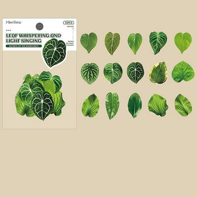 Pick Light Plant Copper Plate Sticker Leaf Language Light Song Series Natural Hand Account Material DIY 30 Pieces 8 Options