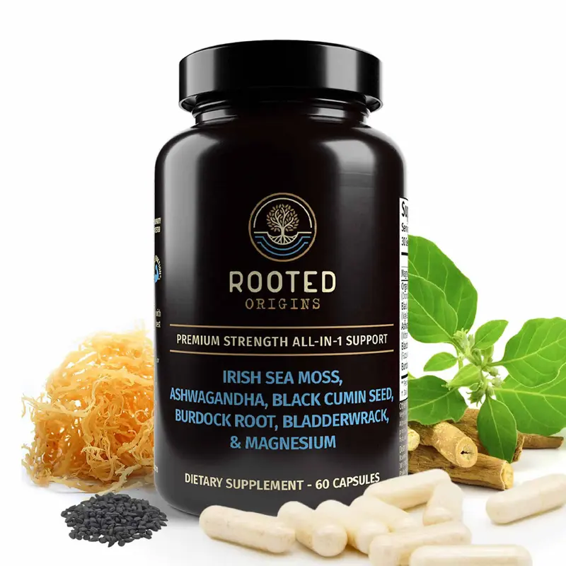 Rooted Origins Sea Moss Multimineral – All-in-One Dietary Supplement with Magnesium, Ashwagandha, Black Cumin Seed, Burdock...