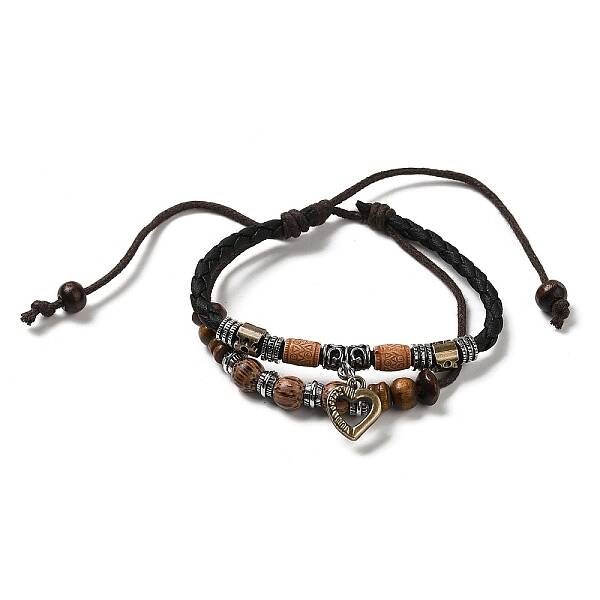 Wooden Braided Double Layer Multi-strand Bracelets