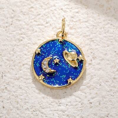 Brass Micro Pave Cubic Zirconia Moon Pendants
