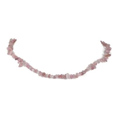 Natural Rose Quartz Chip Beaded Necklace