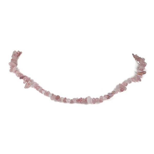 Natural Rose Quartz Chip Beaded Necklace