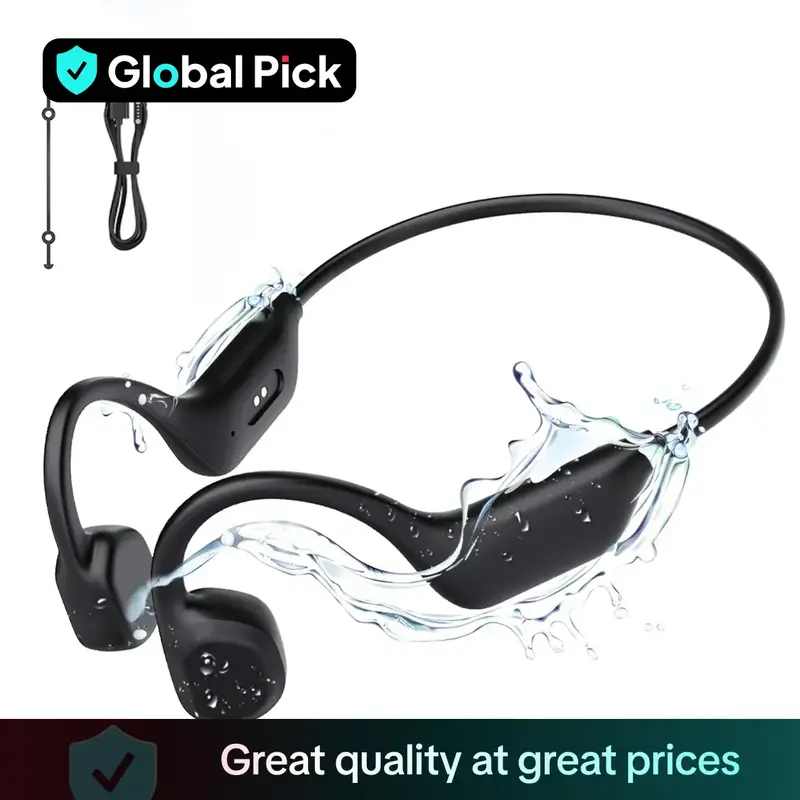 Wireless Bone Conduction Earphone, Waterproof & Sweatproof Headphone with Microphone, Bluetooth-compatible Earbuds for Runnin...