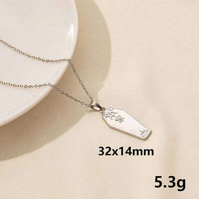 Stylish Stainless Steel Coffin Pendant Necklace for Women