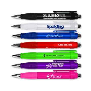250 Custom XL Jumbo Retractable Pen with Rubber Grip - Translucent