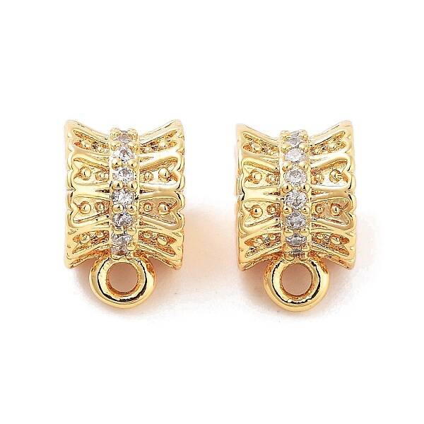 Brass Micro Pave Clear Cubic Zirconia Tube Bails