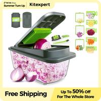 [Father's Day Gifts]KitExpert Viral Veggie Chopper(Sharp&Sturdy),  All-in-1 Multifunctional Vegetable Chopper tool, Slicer, O...