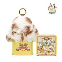 【BunnyLulu】101 Mini Fluffy Bunny Handmade Soft PomPom Keychain with Tin Box, Cute Plush Pendant for Phone Bag Car, Fashio...