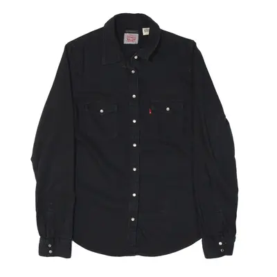 LEVI'S Classic Fit Denim Shirt Black Long Sleeve Womens M