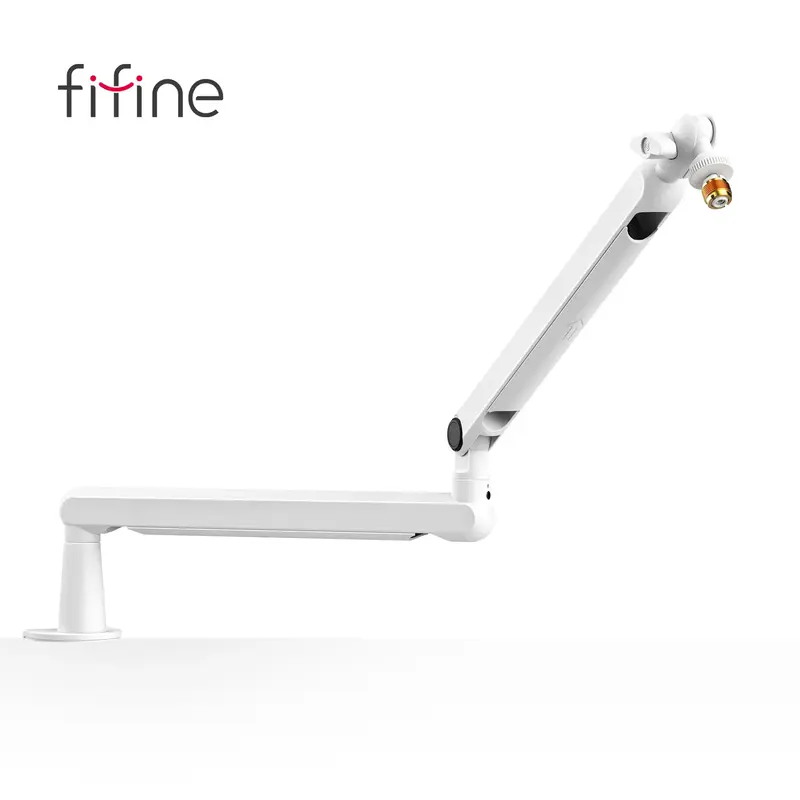 FIFINE Low Profile Podcast Microphone Stand, BM88 Gaming Mic Boom Arm with Desk Mount, Cable Channels Management, Adjustable ...