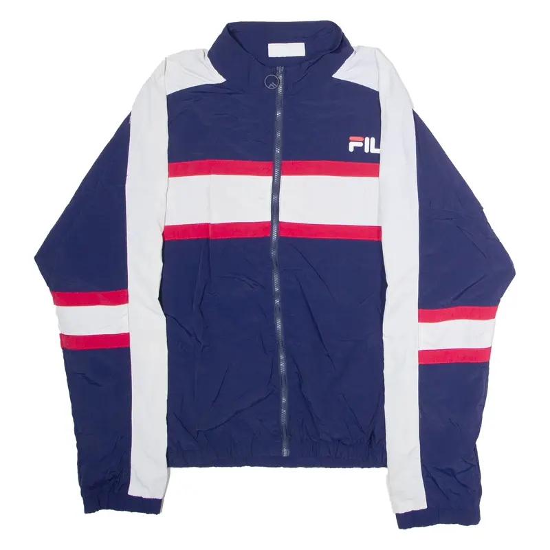 FILA Mens Windbreaker Jacket Blue Nylon Colourblock XL