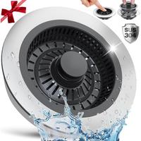 Upgraded 3in1 Kitchen Sink Drain Strainer & Sink Stopper,304 Stainless Steel Metal Sink Drain Stopper with Anti-Clogging Wide...