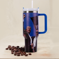40oz Stainless Steel Insulated Travel Tumbler with Handle, Straw Lid & Leak-Proof Design - Keeps Drinks Hot or Cold for 24 Ho...