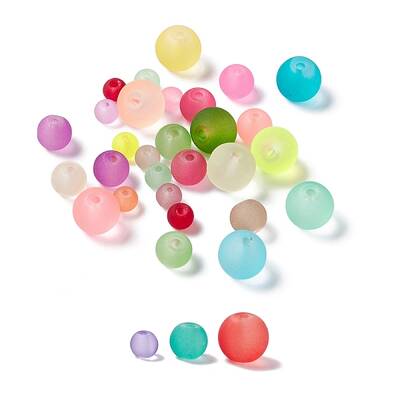 500Pcs 3 Style Transparent Frosted Glass Beads