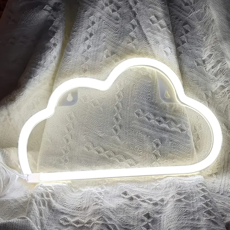 Cloud Shaped Design USB Neon Light, 1 Count Summer Battery or USB Powered Desktop Novelty LED Light, Decorative Neon Sign f...