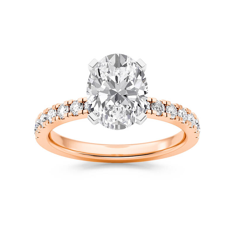 Troy Two Tone Oval Lab Grown Diamond Engagement Ring | 14K Rose Gold 2 3/8 CT. TW.