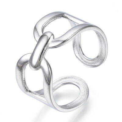 Non-Tarnish 304 Stainless Steel Oval Open Cuff Ring