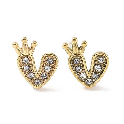 304 Stainless Steel with Rhinestone Stud Earrings