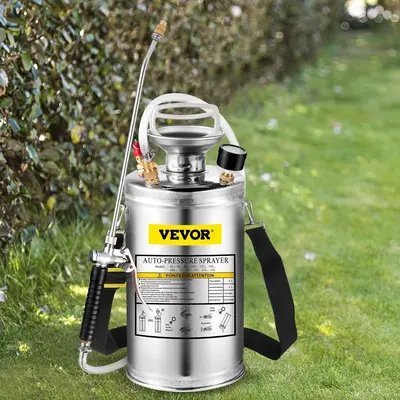 VEVOR Stainless Steel Sprayer, Set with Wand& Handle& Reinforced Hose, Hand Pump Sprayer with Pressure Gauge&Safety Valve, Ad...