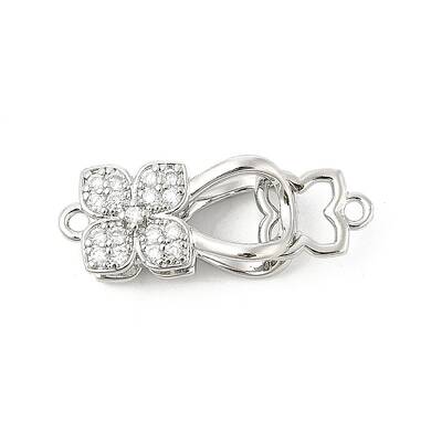 Brass Micro Pave Clear Cubic Zirconia Interlocking Clasps