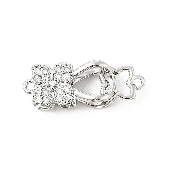 Brass Micro Pave Clear Cubic Zirconia Interlocking Clasps