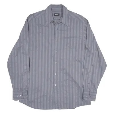HUGO BOSS Shirt Grey Striped Long Sleeve Mens M