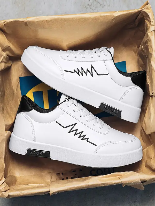 Men's 1 Pair Fashionable Lace Up Low Top Skate Shoes, 2024 Lightweight Breathable Comfortable Shoes for Daily Wear, Perfect f...