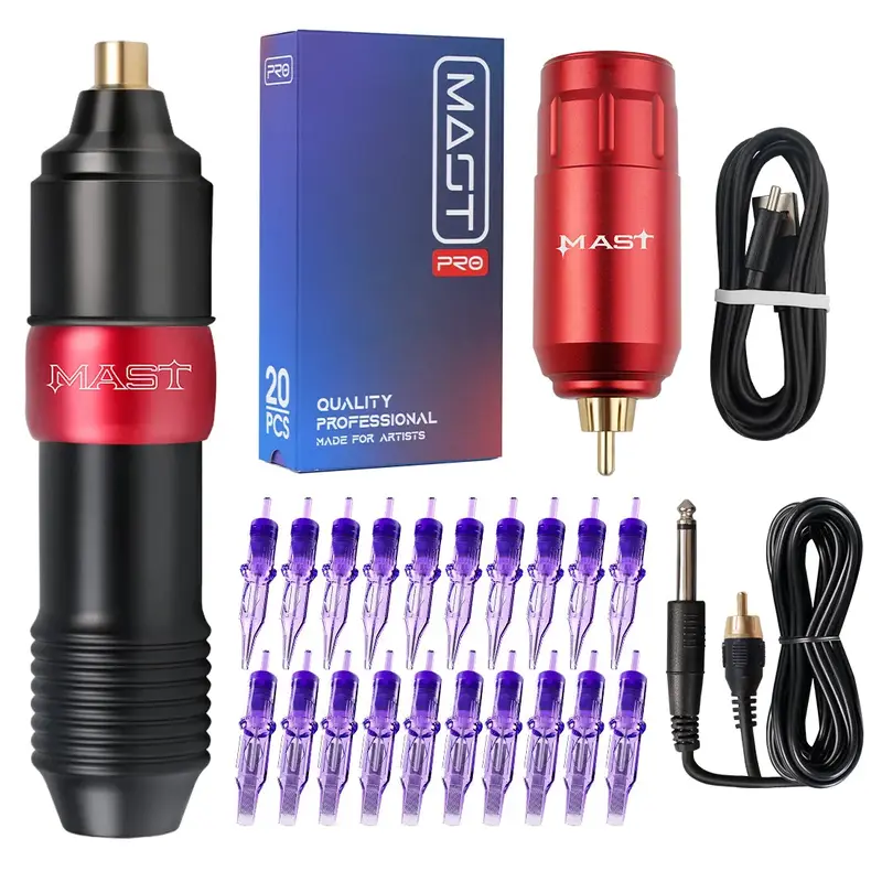 Mast Sai Wireless Kit Rotary Tattoo Pen Machine U1 battery 20pcs Cartridges Needles