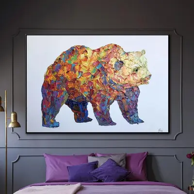 Bear Large Abstract Painting Bear Painting Grizzly Painting Modern Abstract Canvas Painting | GRIZZLY