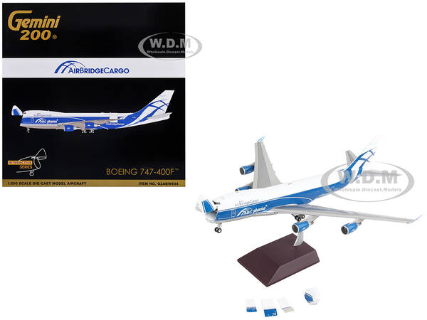 Boeing 747-400F Commercial Aircraft AirBridgeCargo Airlines White with Blue Stripes Gemini 200 - Interactive Series 1/200 Die...