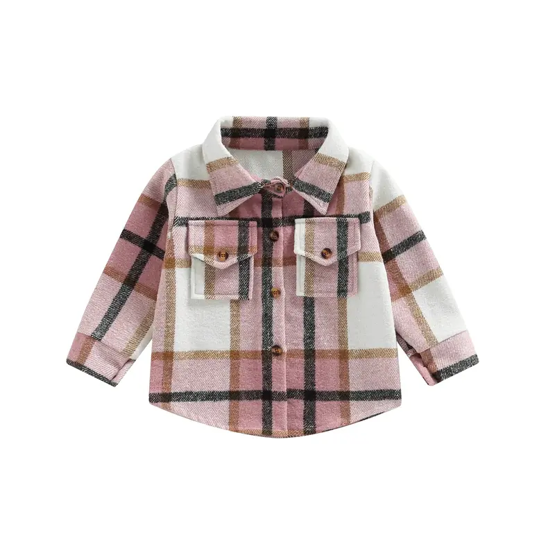 Canrulo Toddler Flannel Shirt Jacket Plaid Long Sleeve Lapel Button Down Shacket Little Kids Boys Girls Shirts Coats Fall Top...