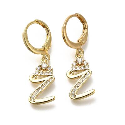 Brass Clear Cubic Zirconia Hoop Earrings