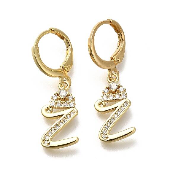 Brass Clear Cubic Zirconia Hoop Earrings