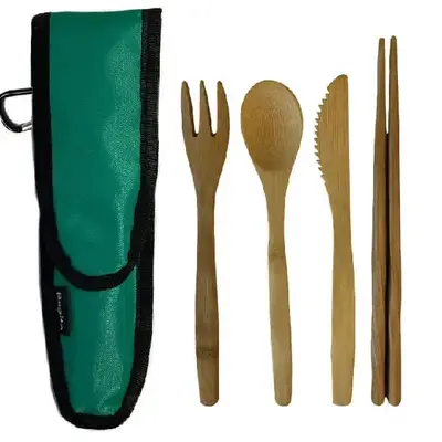 BagitoWare Bamboo Cutlery Set | Color: Shamrock