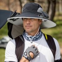 Removable solar charging fan built-in large brimmed summer outdoor visor for men hiking fishing