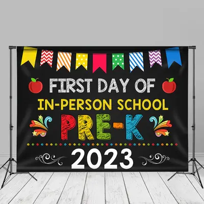 First Day Of In-person Pre-K Back To School Backdrop - Aperturee
