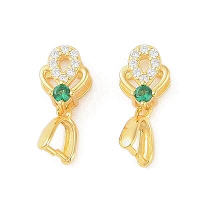 925 Sterling Silver Micro Pave Cubic Zirconia Peg Bails Pendants