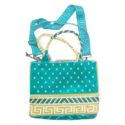 DIAS Womens Shoulder Bag Blue Velvet Spotted