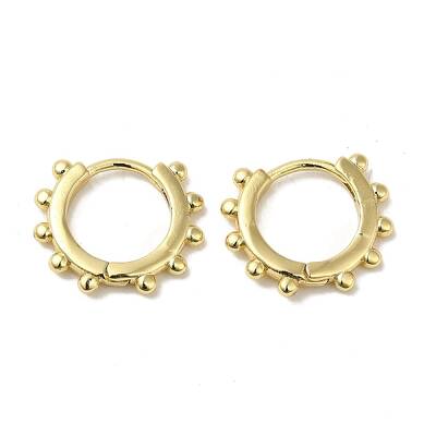 Granulated Ring Brass Huggie Hoop Earrings for Women
