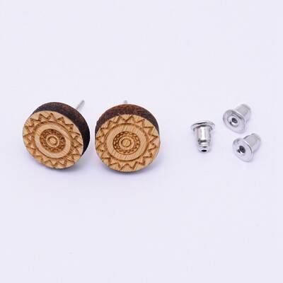 Natural Wood Stud Earrings