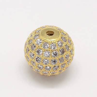 CZ Brass Micro Pave Cubic Zirconia Round Beads